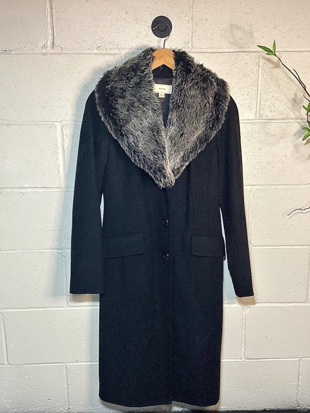 Merona Faux Fur Collar Trench Jacket Coat Size Small Like New